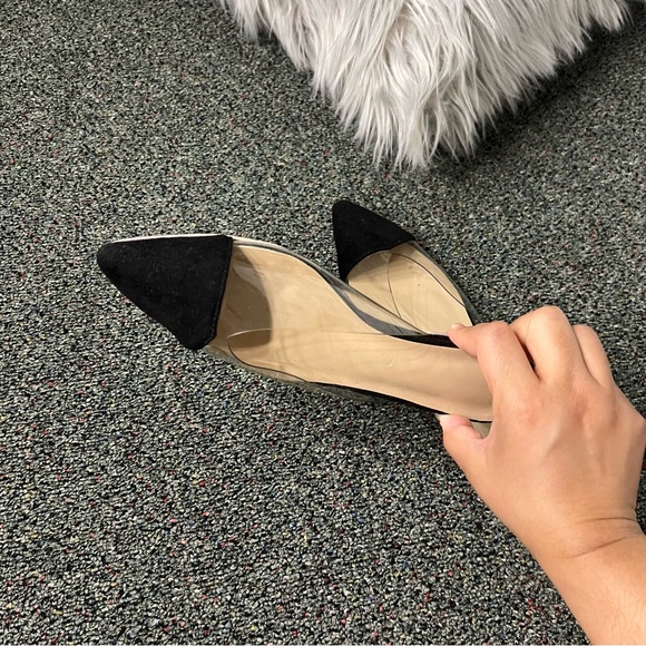 Black & Clear Transparent Vinyl Acrylic Pointed Toe Slides Flat Shoes Sz 6.5/7 - Picture 11 of 16